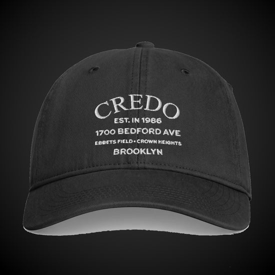 CREDO EST. 1986 BEDFORD ARCH WASHED CAP – BLACK
