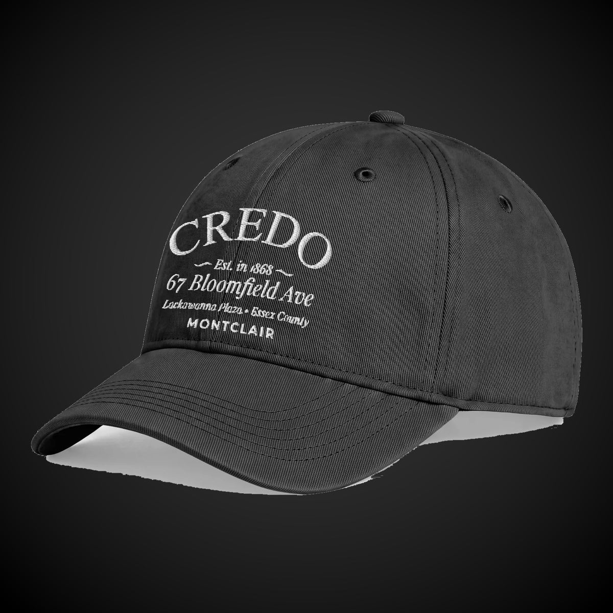 CREDO EST. 1868 MONTCLAIR SCRIPT WASHED CAP – BLACK