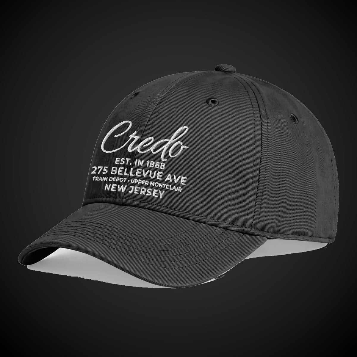CREDO EST. 1868 UPPER MONTCLAIR WASHED CAP – BLACK