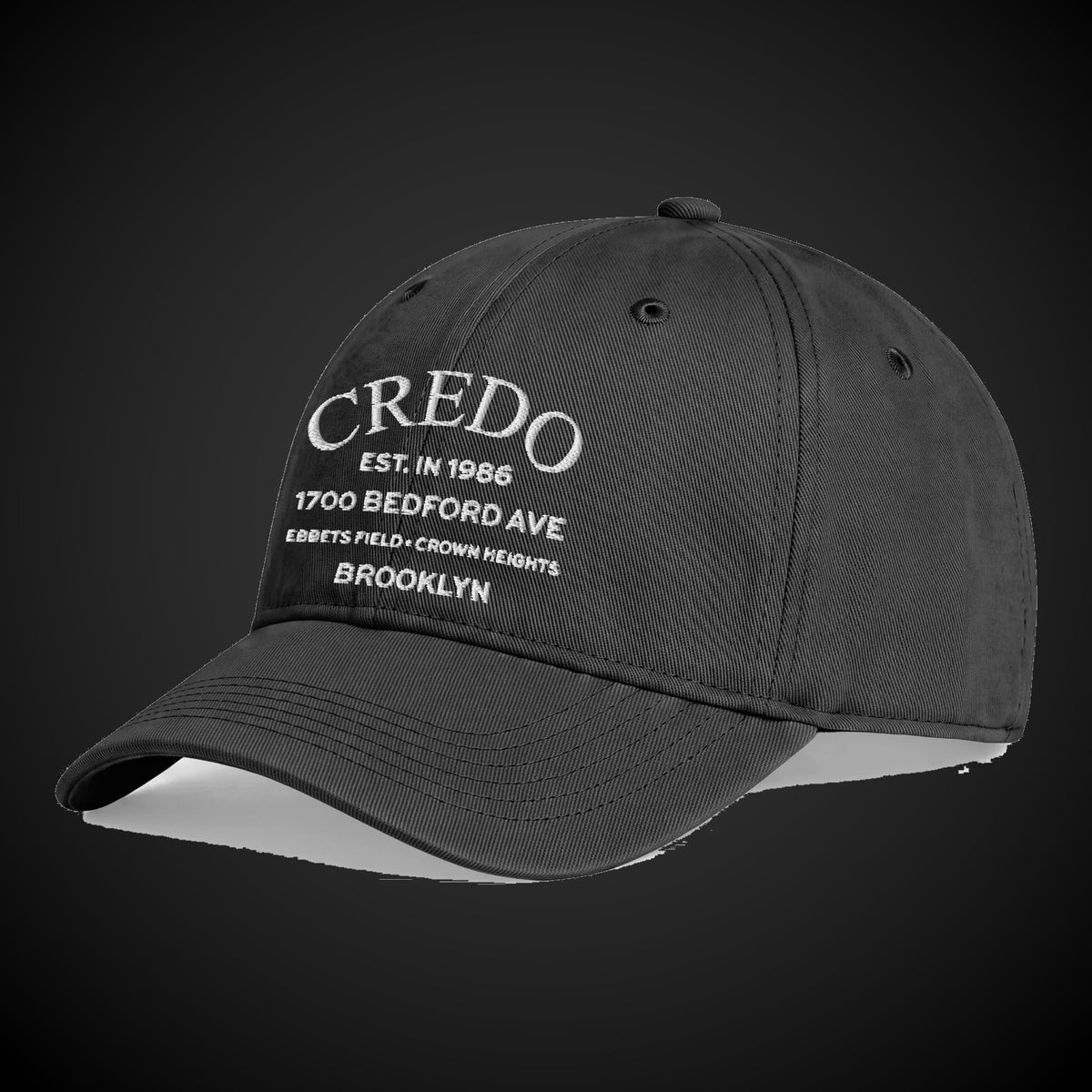 CREDO EST. 1986 BEDFORD ARCH WASHED CAP – BLACK
