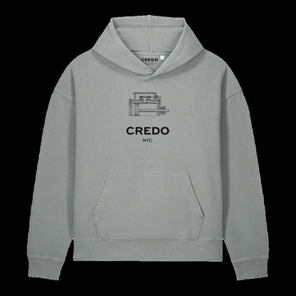 CREDO NYC ENGINE BLOCK GARMENT-DYED HOODIE – MISTY GREY