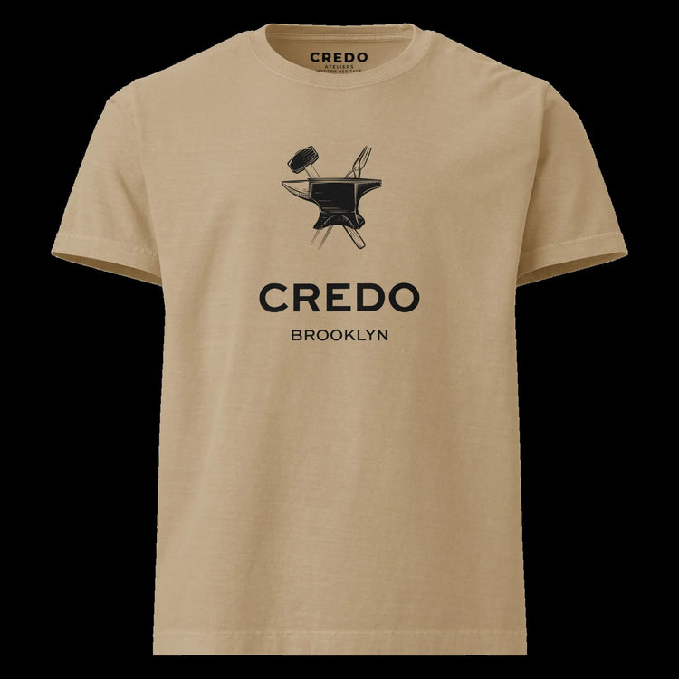 CREDO BROOKLYN ANVIL & HAMMER WASHED TEE – KHAKI