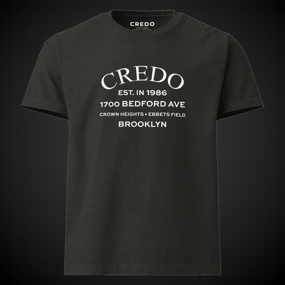 CREDO EST. 1986 BEDFORD WASHED TEE – WASHED BLACK