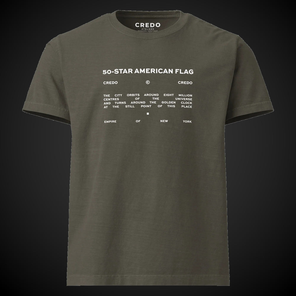 CREDO NYC 50 STAR AMERICAN FLAG WASHED TEE – WASHED CHARCOAL
