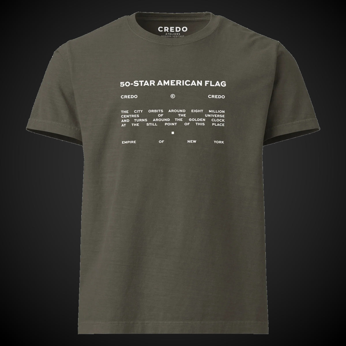 CREDO NYC 50 STAR AMERICAN FLAG WASHED TEE – WASHED CHARCOAL