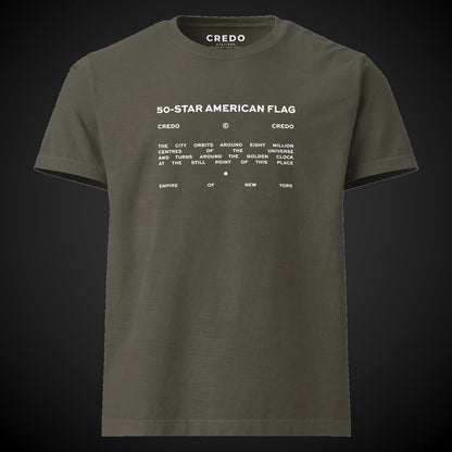 CREDO NYC 50 STAR AMERICAN FLAG WASHED TEE – WASHED CHARCOAL