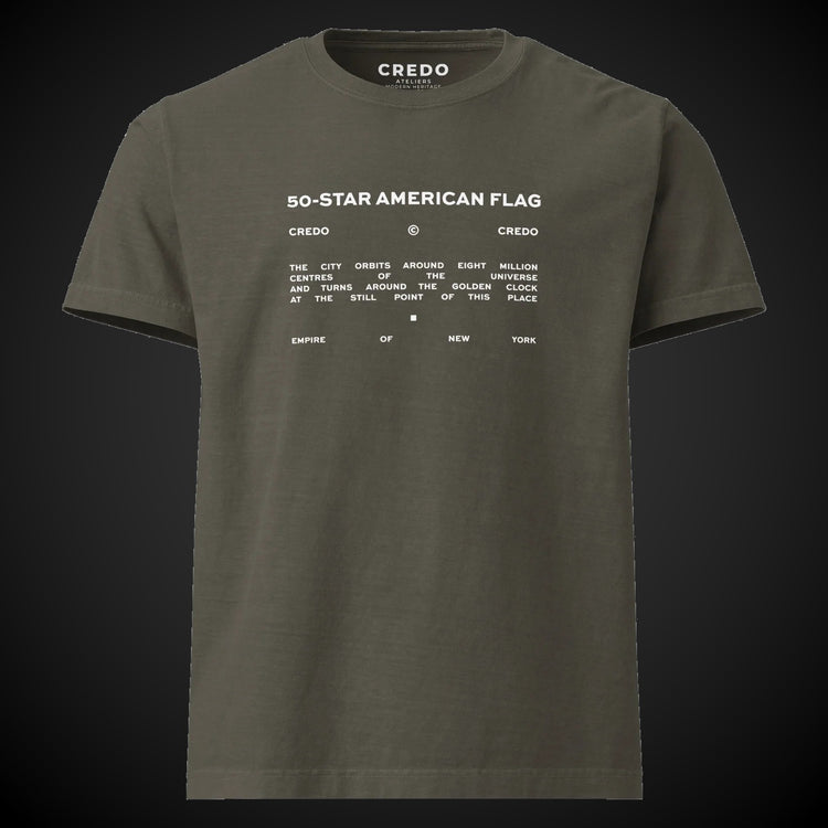 CREDO NYC 50 STAR AMERICAN FLAG WASHED TEE – WASHED CHARCOAL