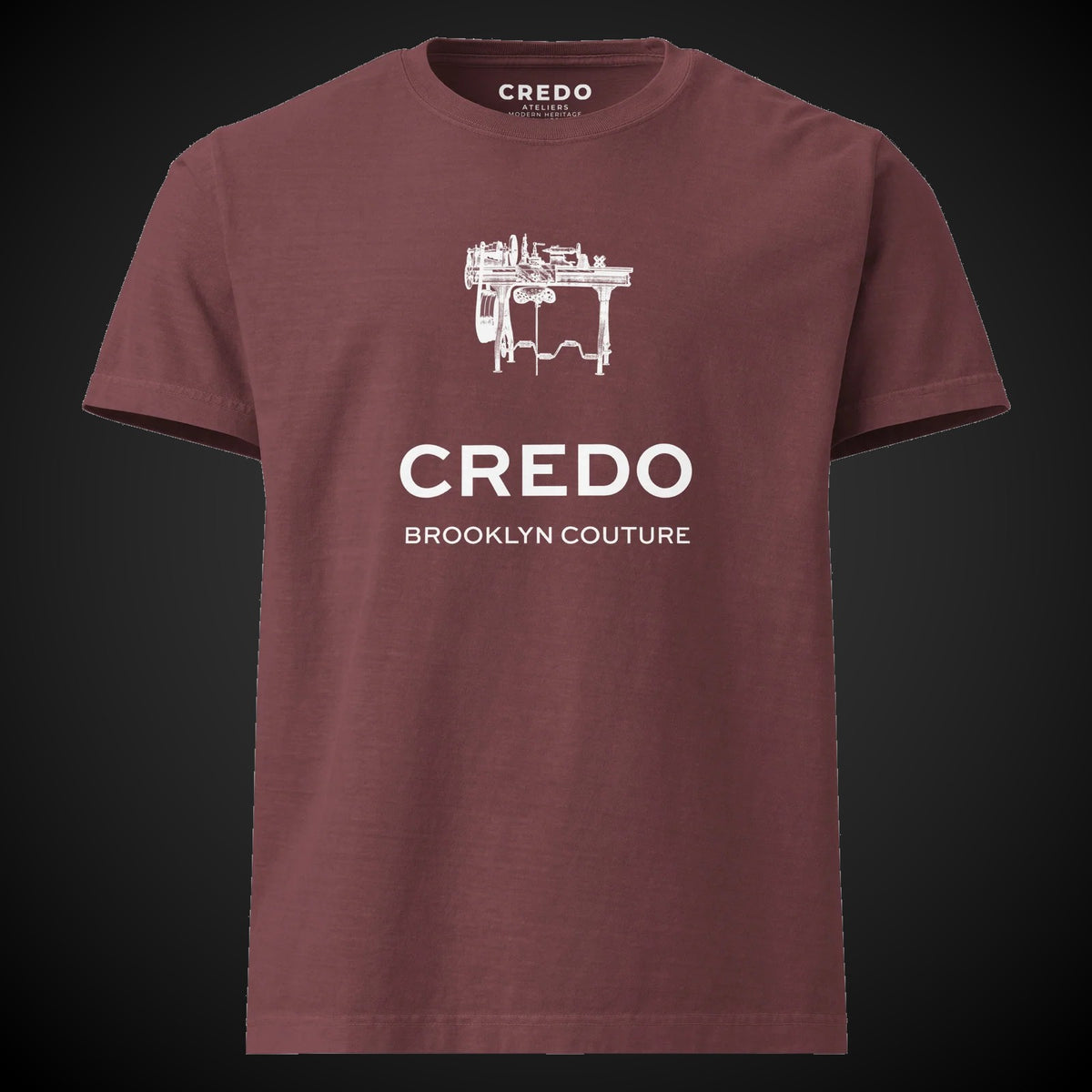 CREDO BROOKLYN COUTURE LATHE WASHED TEE – WASHED MAROON