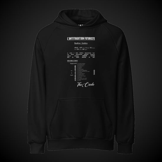 CREDO L’ANTITRADITION FUTURISTE MANIFESTO HEAVYWEIGHT HOODIE – BLACK