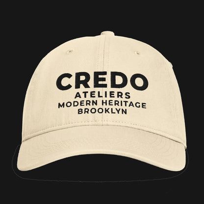 CREDO BROOKLYN LABEL WASHED CAP – IVORY