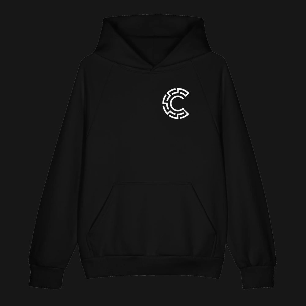 CREDO MAZE C LEFT CHEST HEAVYWEIGHT HOODIE – BLACK